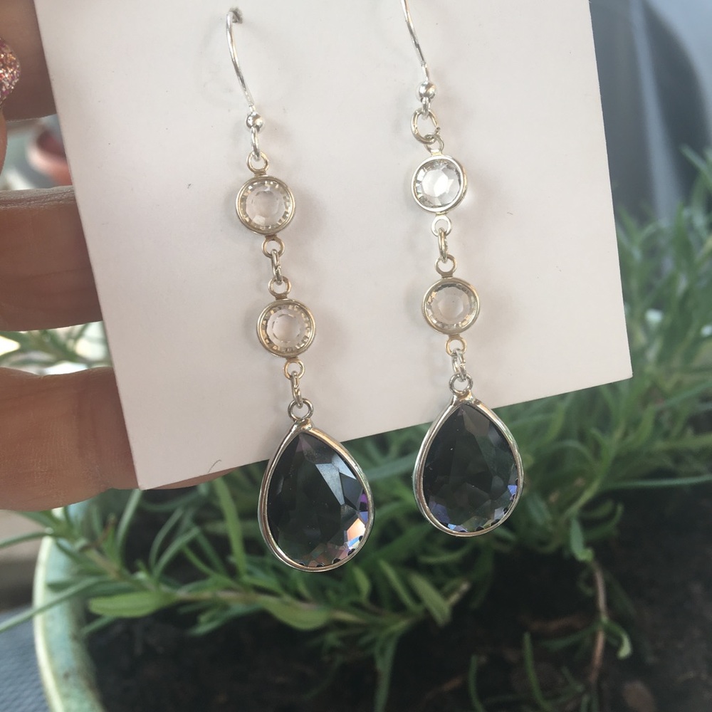 Lavender and Crystal Drop Earrings